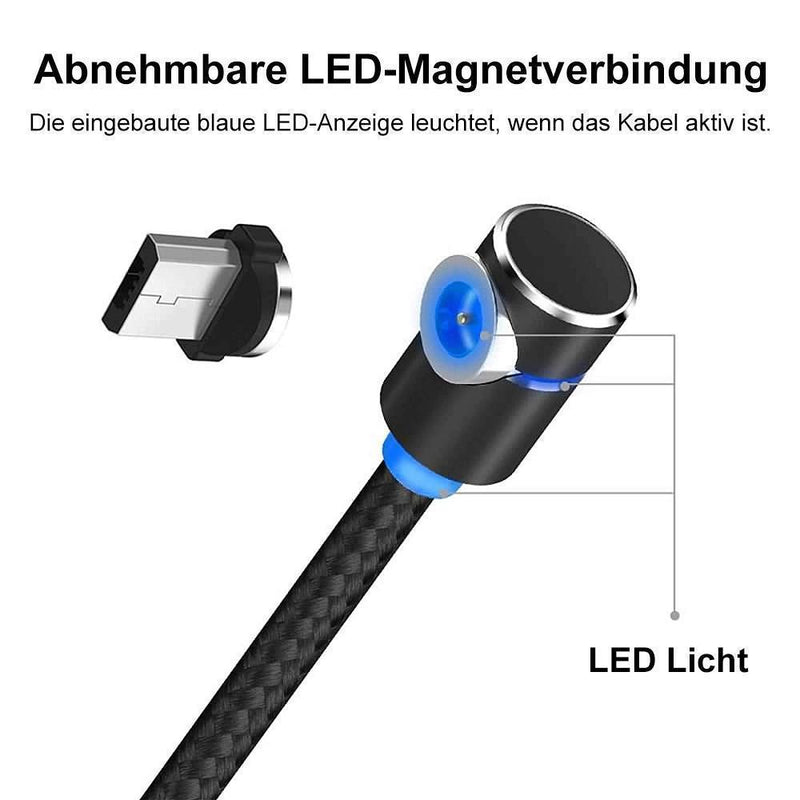 Bequee 3 in 1 magnetisches Ladekabel für Lightning, Micro und Type C, 2m - hallohaus